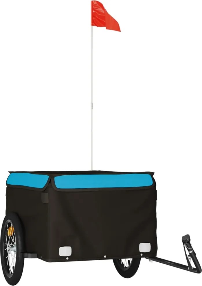 vidaXL Remorcă pentru biciclete, negru și albastru, 45 kg, fier