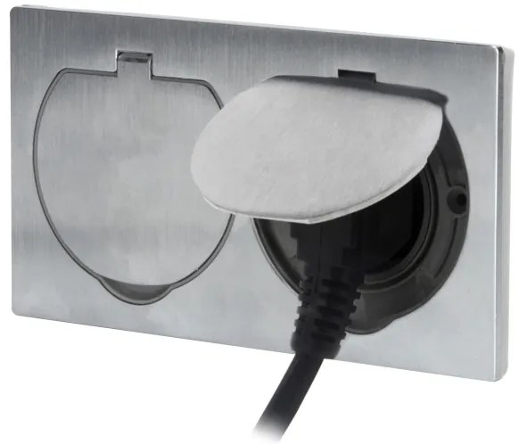 Priză dublă încastrabilă de podea de exterior Solight 5B321 IP55