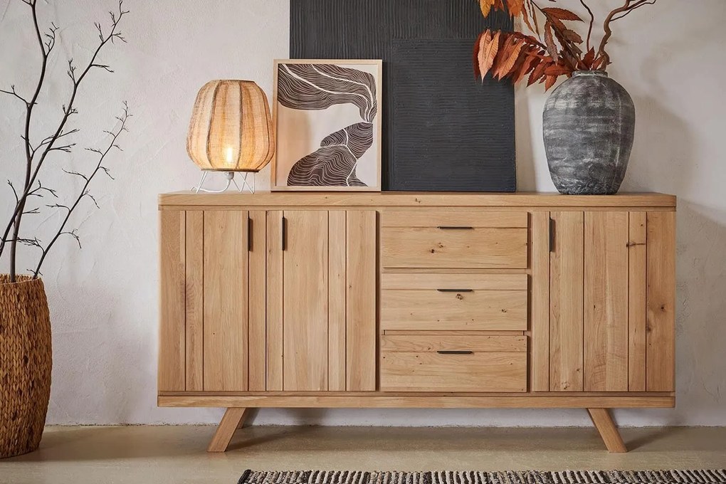 Comodă lemn masiv Havana Personalizabilă, 95 × 50 × 190 cm - Tabac