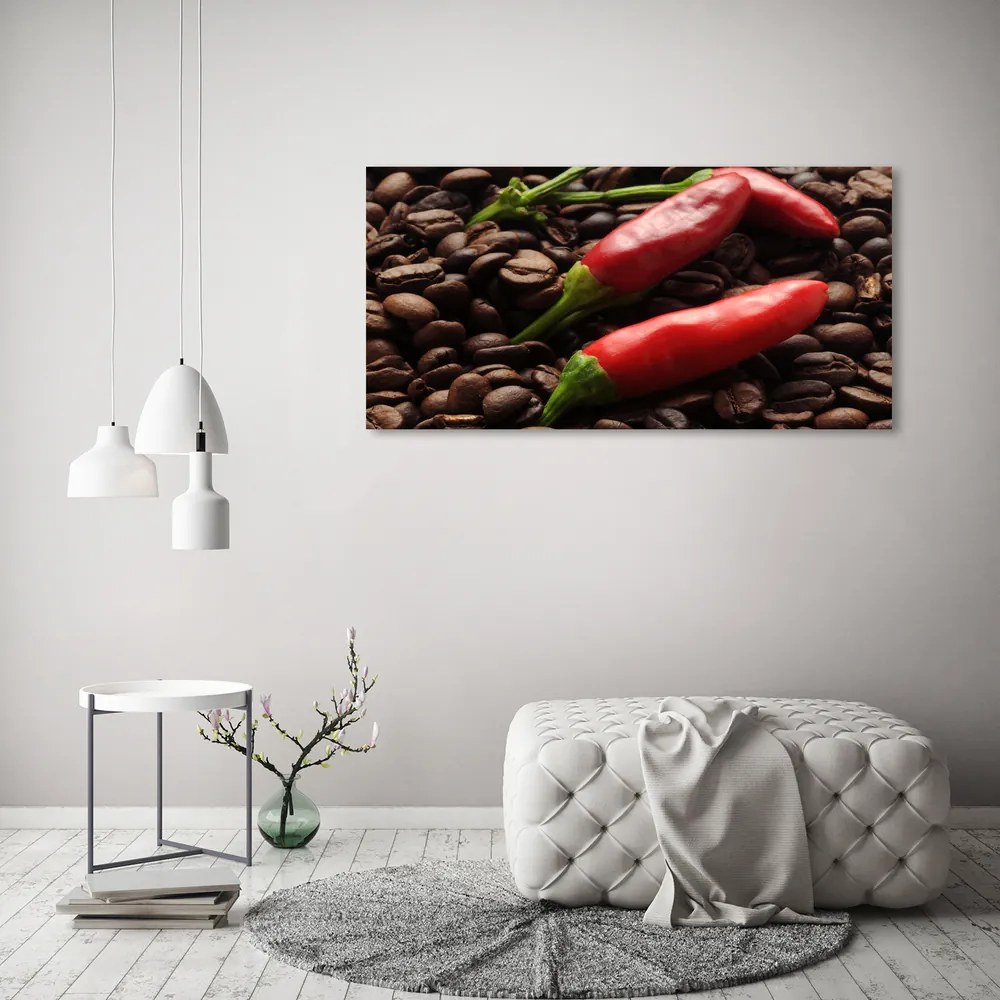 Tablou sticlă acrilică Chilli și cafea