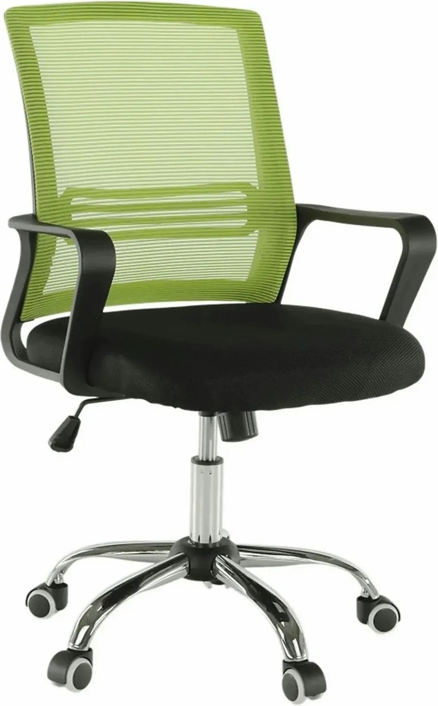 Scaun de birou APOLO, verde/negru, stofa/plasa/metal, 61x54x87/95 cm
