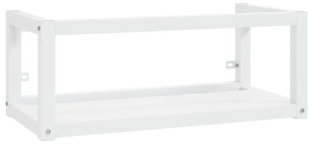 338492 vidaXL Cadru chiuvetă de baie pentru perete, alb, 79x38x31 cm, fier