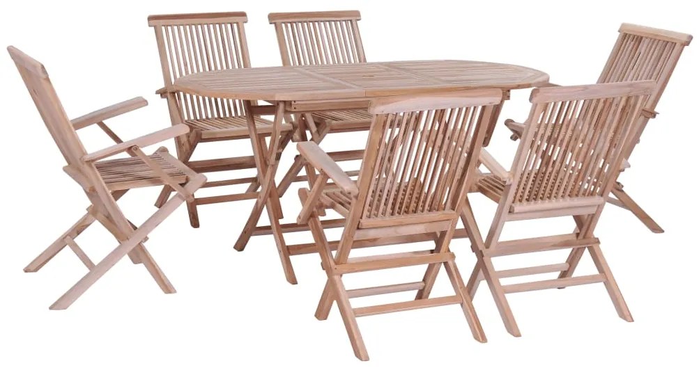 44659 vidaXL Set mobilier de exterior pliabil, 7 piese, lemn masiv de tec