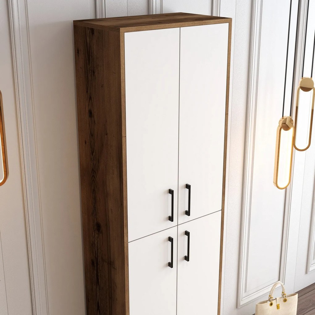 Comodă pentru pantofi Berlin A - Walnut, White