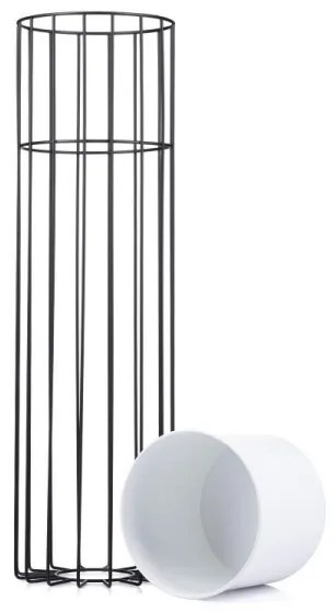 Ghiveci metalic de flori LOFT 70x20 cm negru/alb