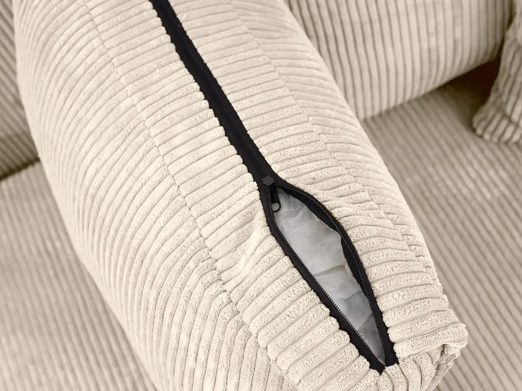 Canapea colt extensibila SMART COSARO crem, cu colt bilateral + 2 perne CADOU