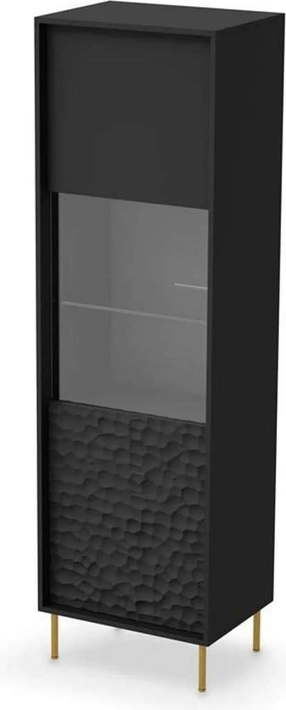 Vitrina BULLET, negru mat, PAL, 55x41x185 cm