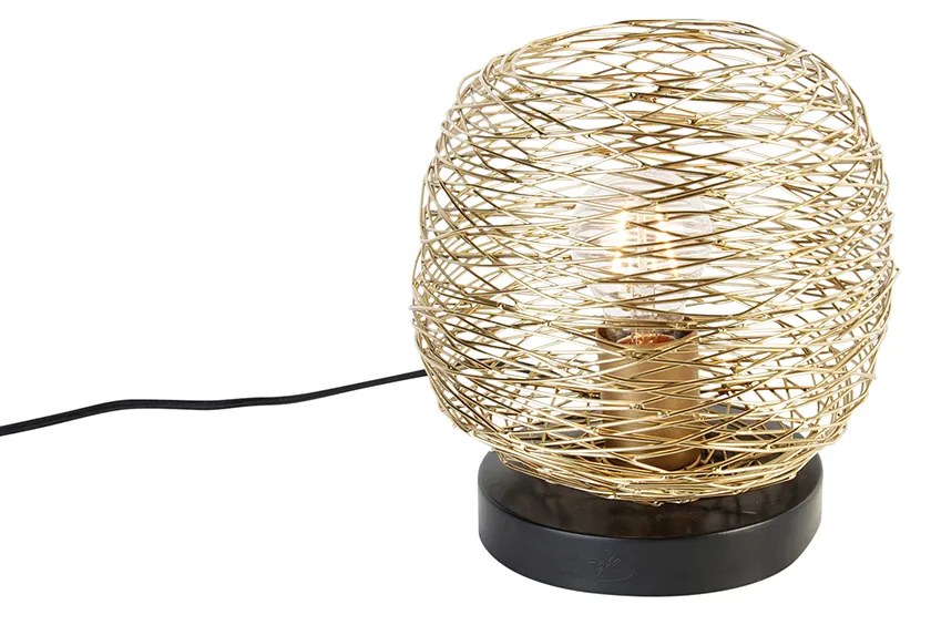 Lampă de masă de design aurie cu negru 20 cm - Sarella