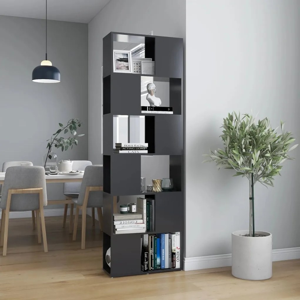 809100 vidaXL Bibliotecă/Separator cameră, gri, 60x24x186 cm, PAL