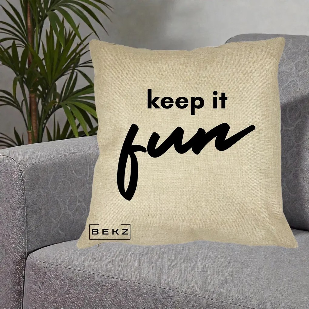 Perna Decorativa Keep It Fun, 40x40 cm, Crem, Husa Detasabila, Perna Inclusa, BEKZ®