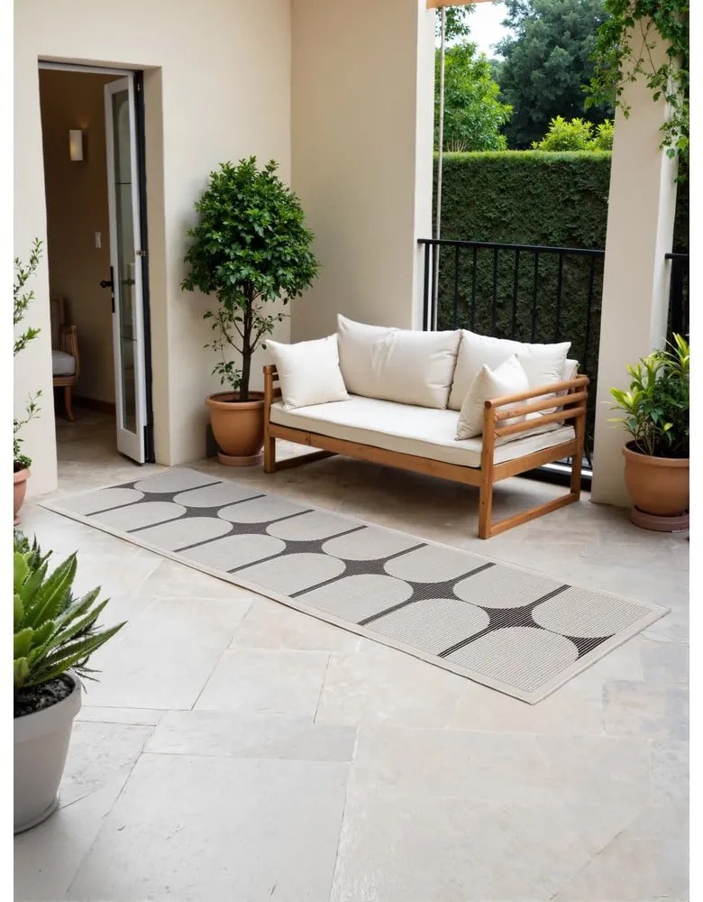 Covor tip traversă pentru interior și exterior alb-negru 80x250 cm Duet Bowen – NORTHRUGS