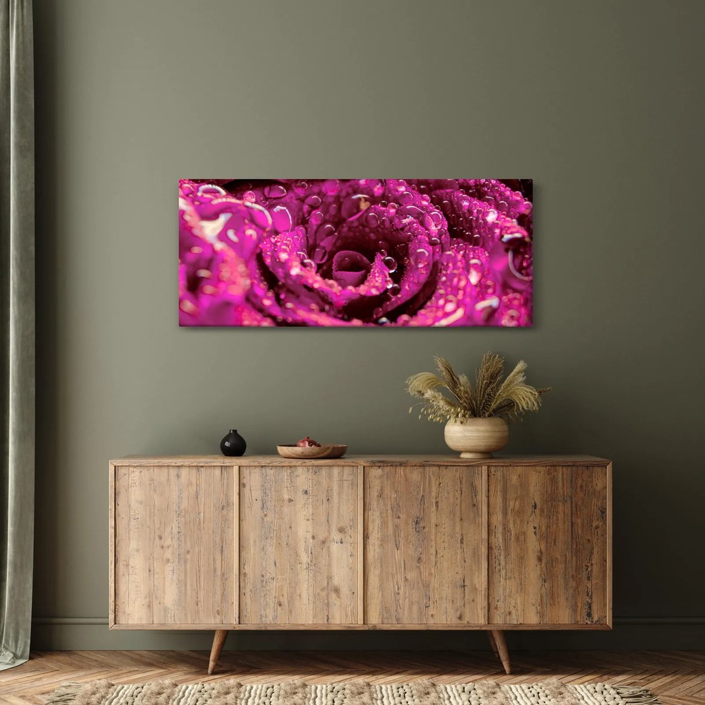 Tabloul cu floarea trandafirului roz (120x50 cm)