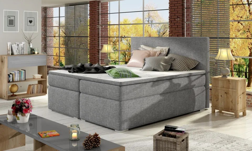 Pat boxspring tapitat, cu spatiu pentru depozitare, 160X200 cm, Divalo, Eltap (Culoare: Alb)