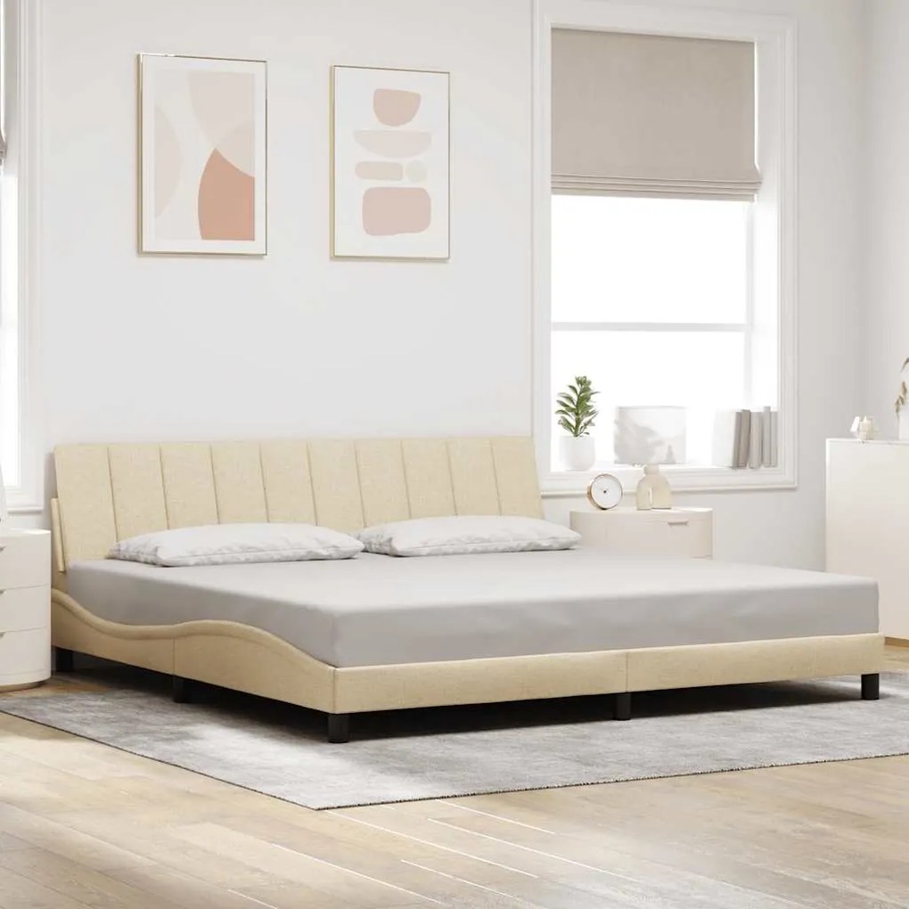vidaXL Cadru de pat fără saltea, crem, 200x200 cm, textil