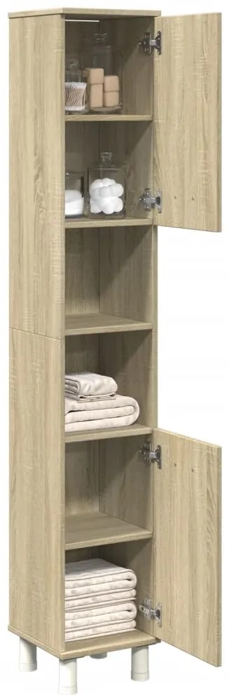 vidaXL Dulap de baie, stejar sonoma, 30,5x30x179 cm, lemn prelucrat