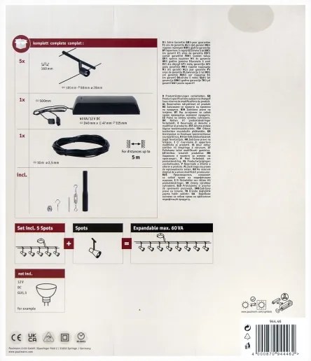 Paulmann 94446 - Set 5x GU5,3/10W spot SALT 230V negru