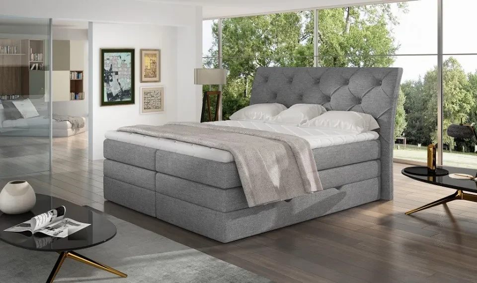 Pat tapitat boxspring, cu spatiu pentru depozitare, 180 x200, Mirabel 182, Eltap (Culoare: Mov deschis / Soro 65)