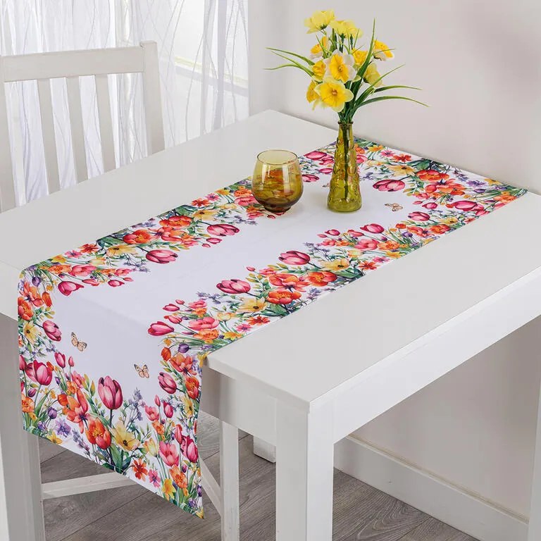 Traversă de masă cu imprimeu FLORI COLORATE 40 x 110 cm