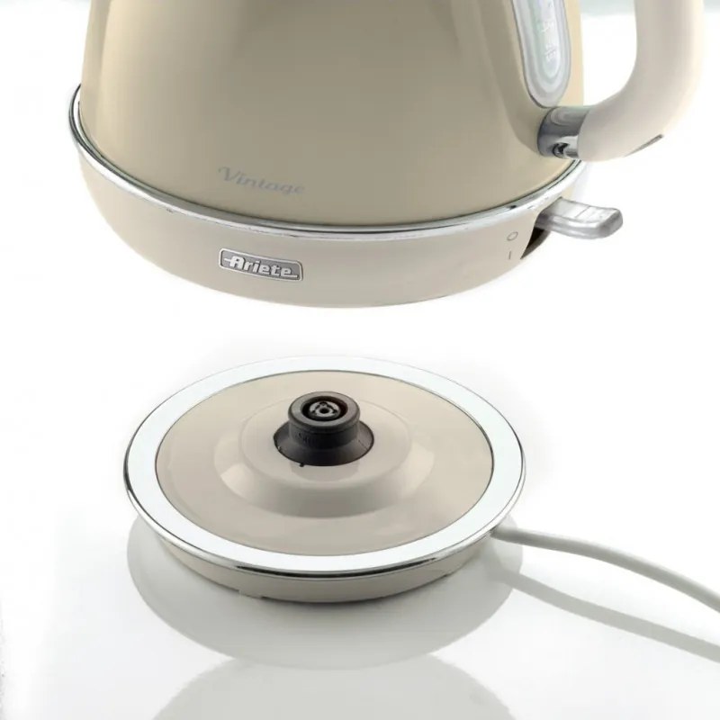 Cana electrica VINTAGE 2869/03, 2000W, 1,7 L, Filtru detasabil, Fereastra de apa, 360C° bază fara fir, Bej