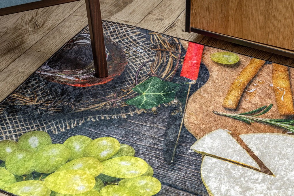 ANDRE 9009 covor lavabil Gustări bucatarie anti-alunecare - maro / galben