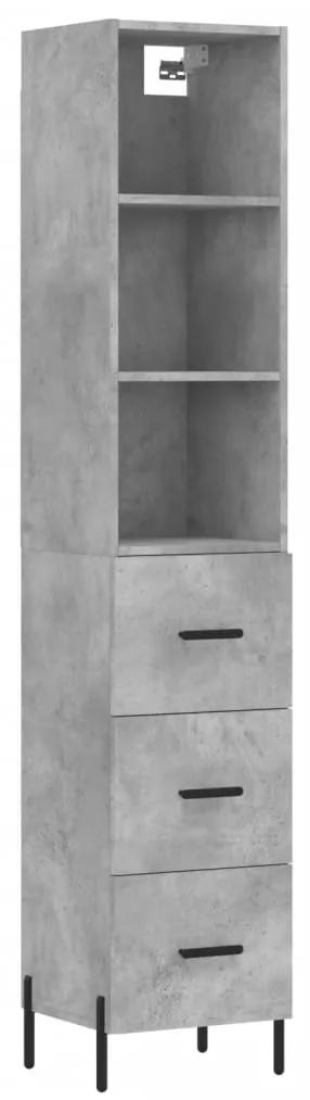3189713 vidaXL Dulap înalt, gri beton, 34,5x34x180 cm, lemn prelucrat