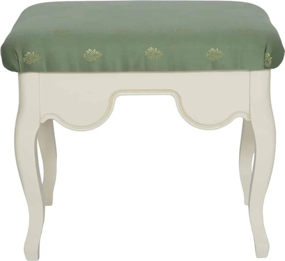 Taburet lemn masiv alb antic Casandra, 53 × 40 × 46 cm