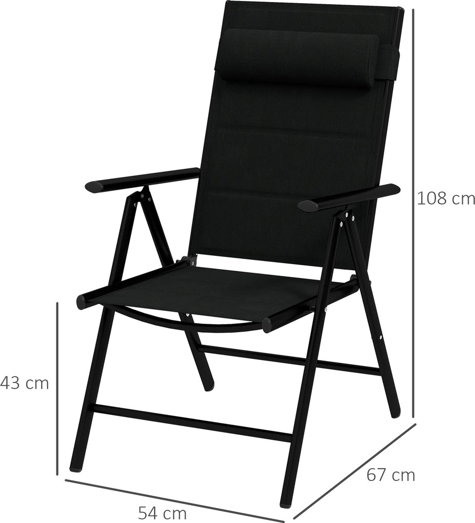 Outsunny Set 2 Scaune Pliabile Aluminiu pentru Terasă cu Spătar Ajustabil Gri | Aosom Romania