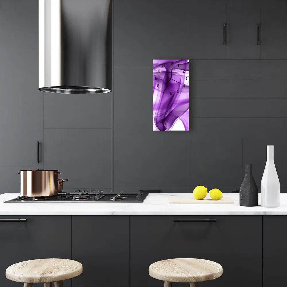 Ceas de perete din sticla vertical Fum art purple