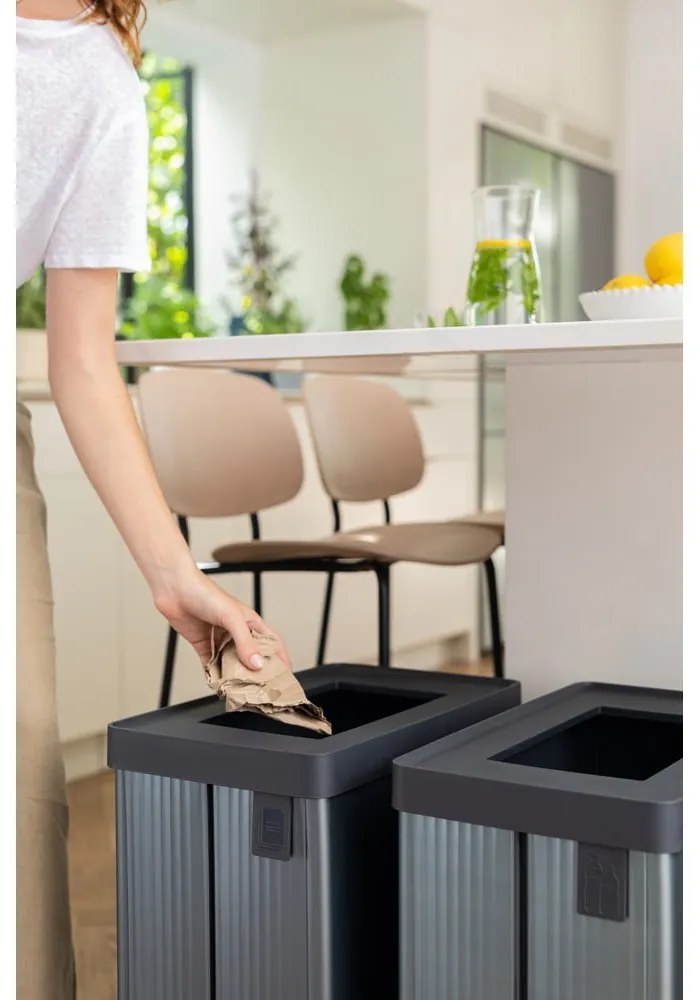 Coș de gunoi gri de reciclat din plastic reciclat 54 l Verto Recycle – Curver