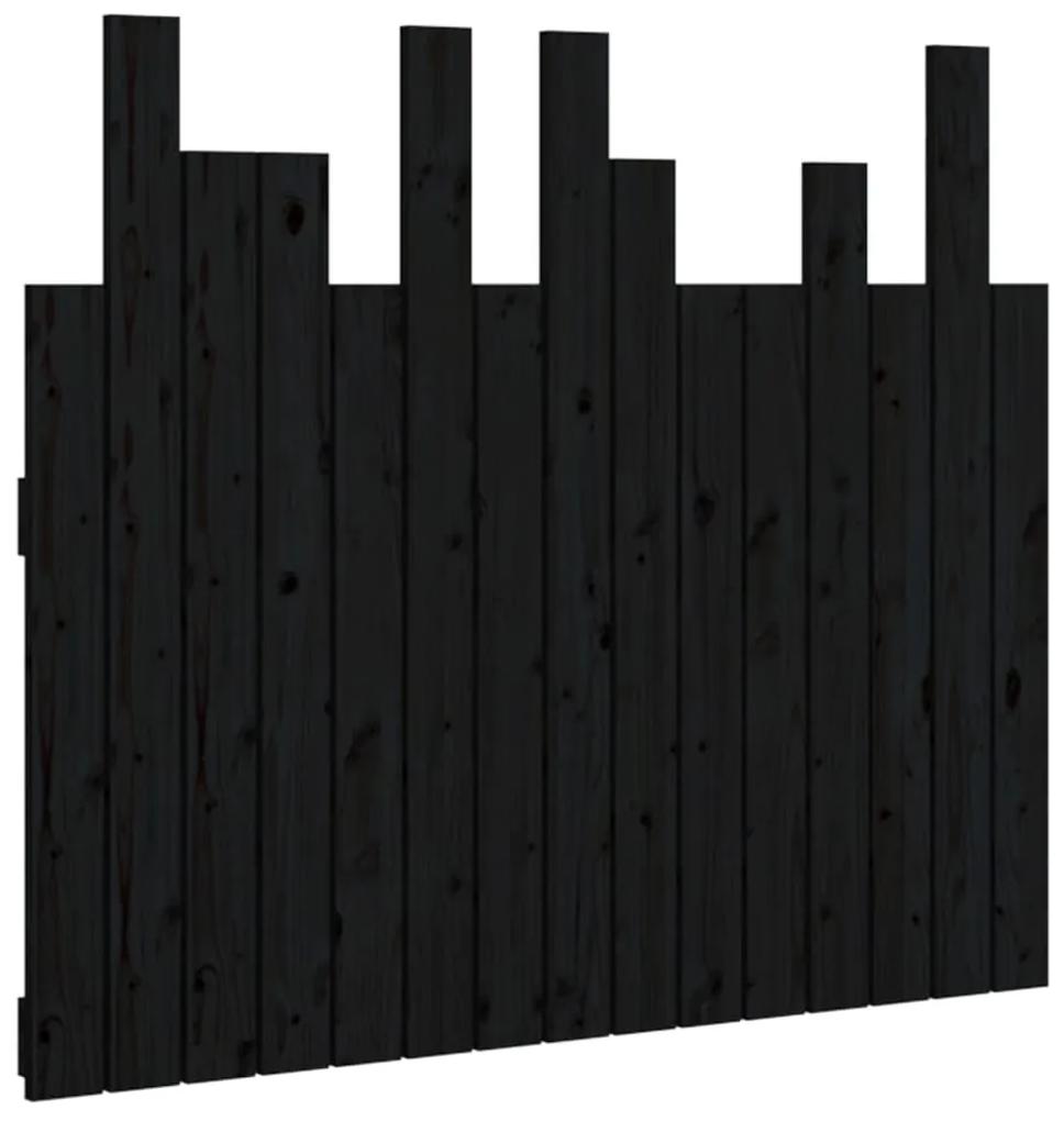 824787 vidaXL Tăblie de pat pentru perete, negru, 95,5x3x80 cm lemn masiv pin