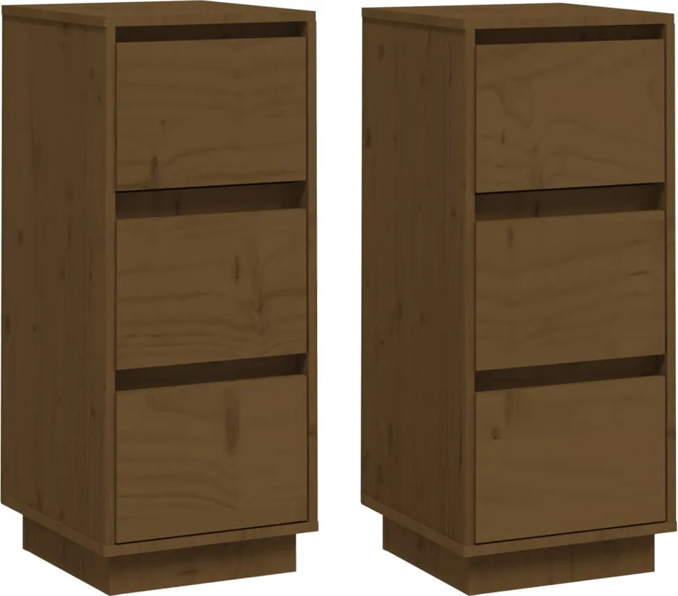 vidaXL Servante, 2 buc., maro miere, 32x34x75 cm, lemn masiv de pin