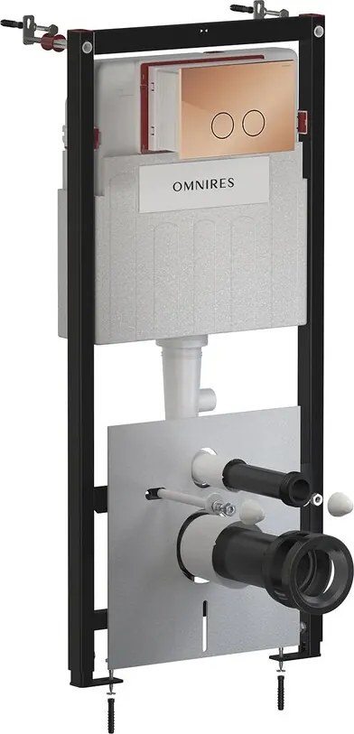 Rezervor incastrat Omnires StrongFrame ECO pentru vas WC suspendat si clapeta de actionare Steel-R45 finisaj cupru lucios
