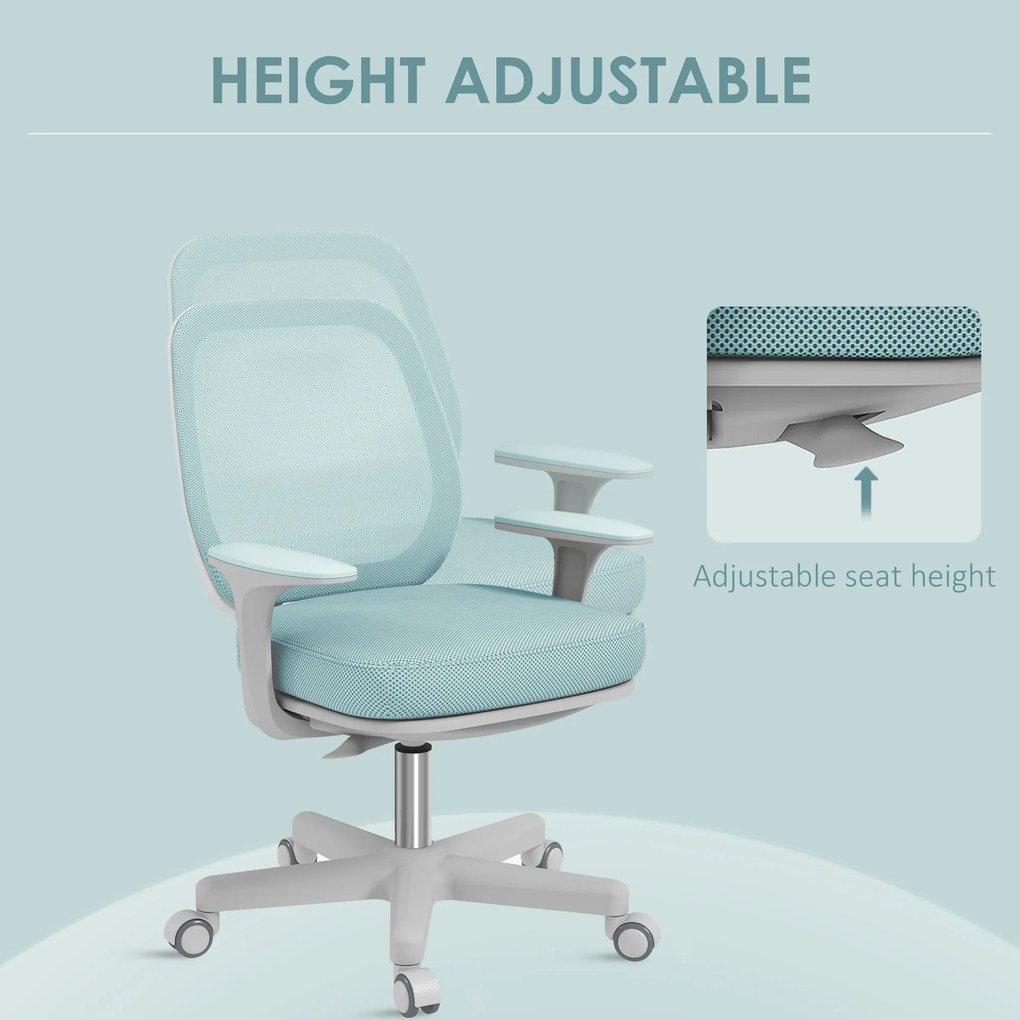 Vinsetto Scaun de Birou Ergonomic, Reglabil pe Înălțime și Respirabil, Verde | Aosom Romania
