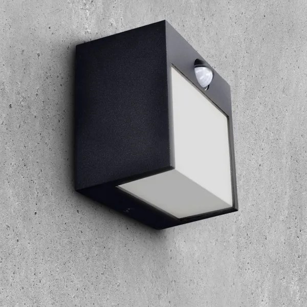 Aplică LED de exterior cu senzor Brilagi TERNI LED/12W/230V negru IP54