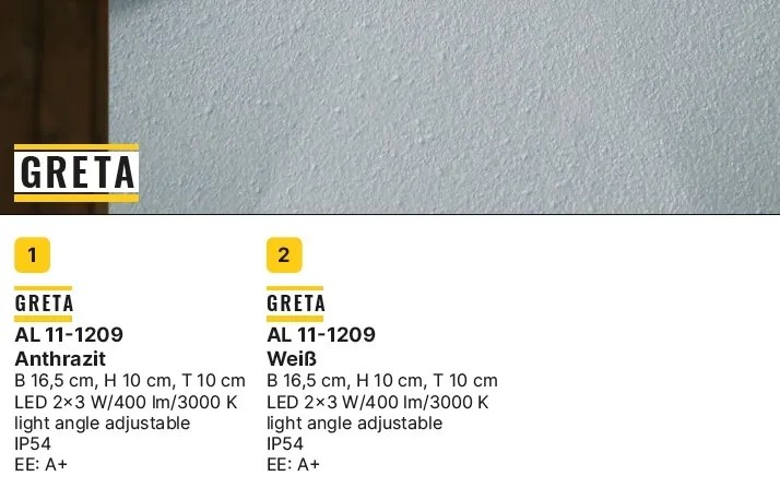 Aplica LED de exterior design modern ambiental IP54 GRETA alba