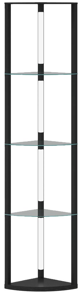 HOMCOM Lampă de podea cu 5 rafturi și lumină LED, 3 niveluri de luminozitate și întrerupător cu pedale, Negru | Aosom Romania