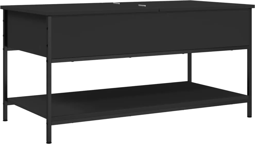 vidaXL Măsuță de cafea, negru, 100x50x50 cm, lemn prelucrat și metal