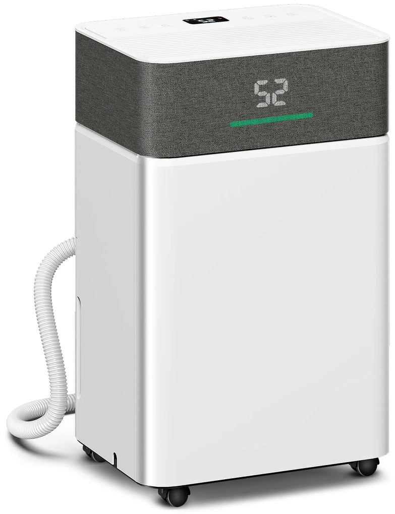 HOMCOM Dezumidificator de aer 20 L/zi, dezumidificator silențios, rezervor apă 4,5 L, 30,5x23,5x49,5cm, alb | Aosom Romania