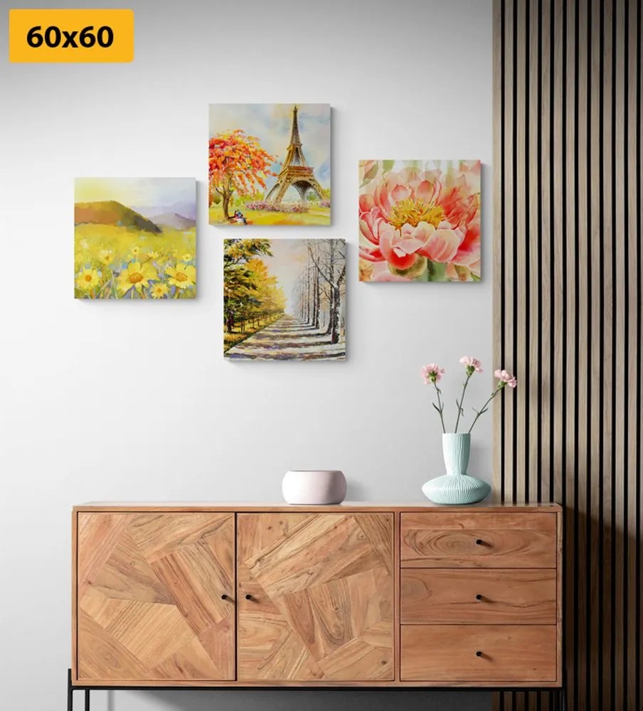 Set tablouri pictură în ulei în design romantic