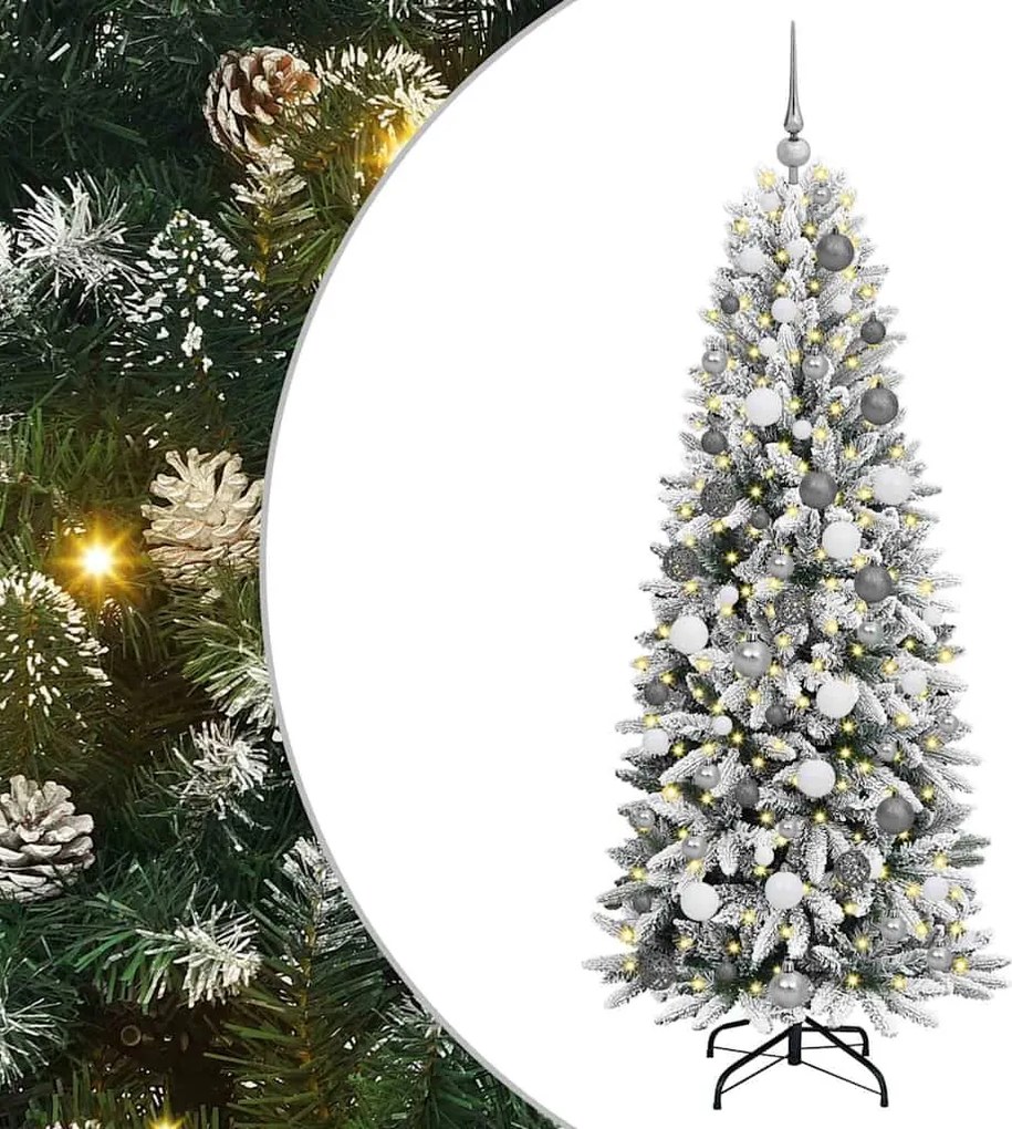 vidaXL Brad de Crăciun artificial cu 300 LED cu suport Alb 180 cm