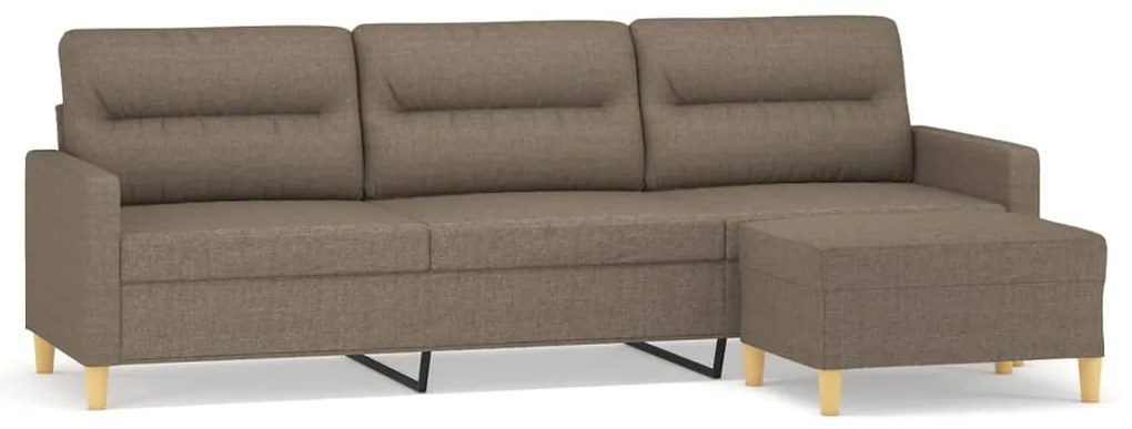 3153436 vidaXL Canapea cu 3 locuri și taburet, taupe, 210 cm, textil