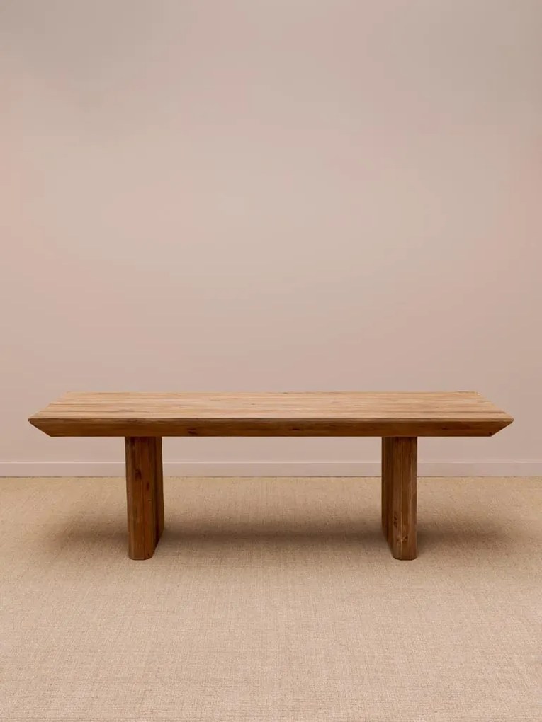 Masă dining din lemn reciclat, natur, 12 locuri, cu două picioare late, 76,5 x 240 x 100 cm, „Authentic”