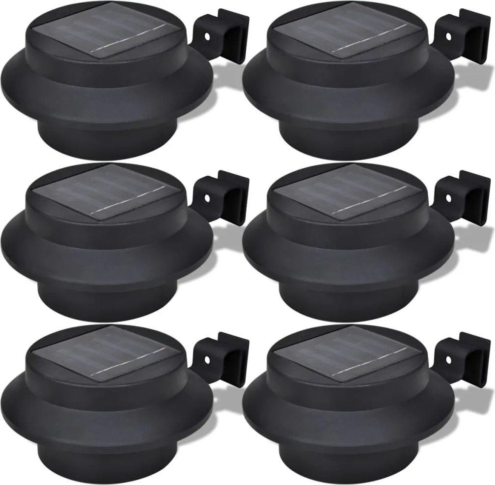 vidaXL Lampă solară pentru exterior 6 pcs Lumină pentru gard Neagră