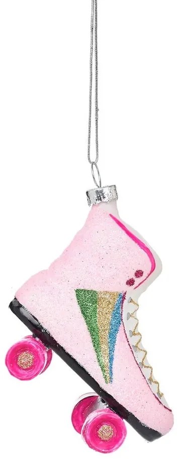 Ornament de Crăciun lucrat manual din sticlă 8 cm Retro Rollerskate – Sass &amp; Belle