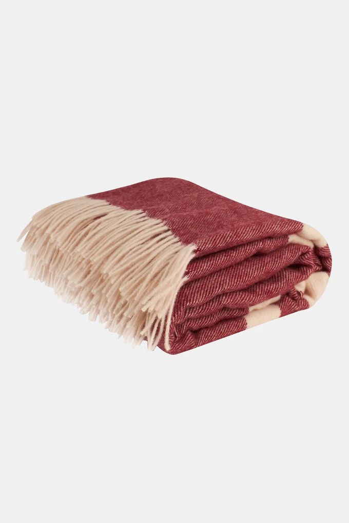 Pătură de lux din lână Stripe, burgundy cul.vinului 140x200 cm