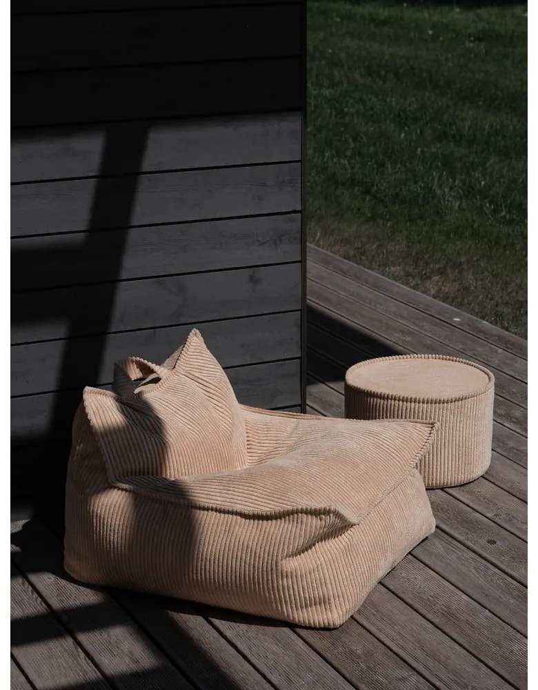 Fotoliu puf pentru copii maro deschis cu tapițerie din catifea reiată Chair – Wigiwama