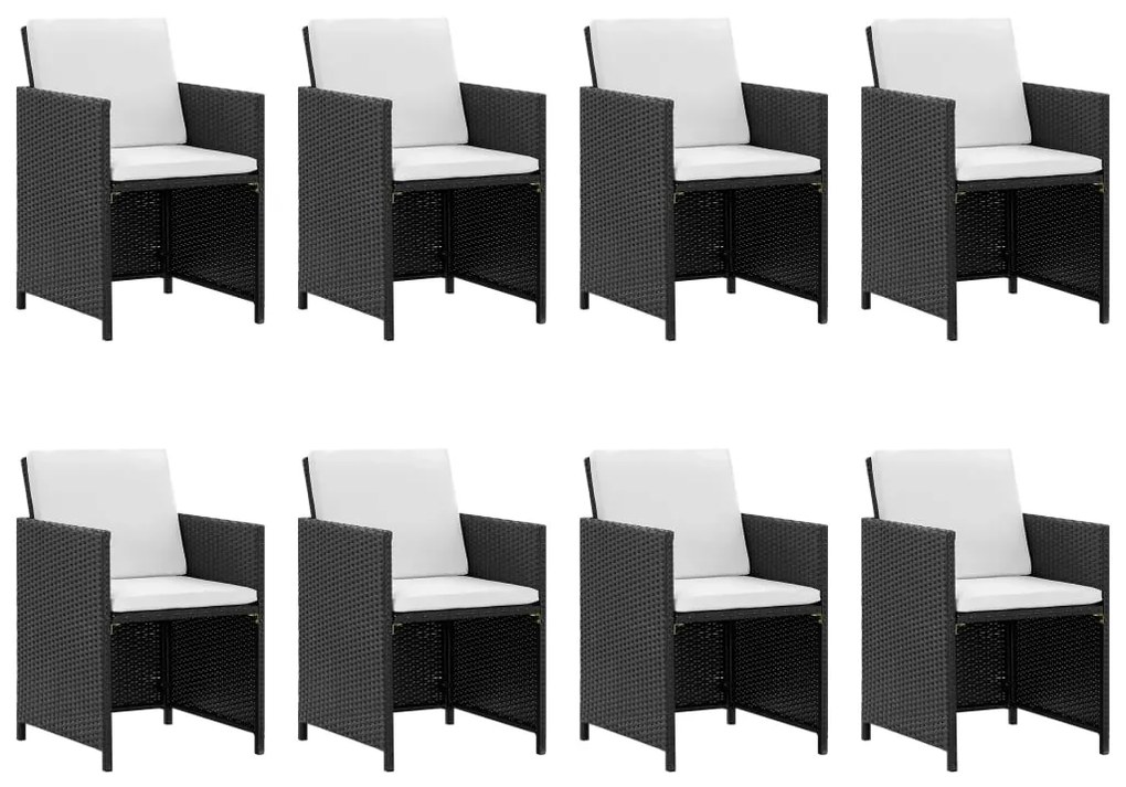 42524 vidaXL Set mobilier de exterior cu perne, 13 piese, negru, poliratan