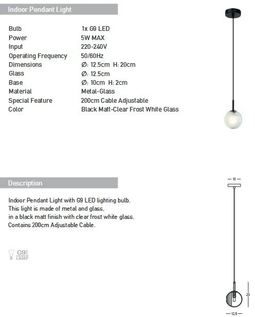 Pendul design decorativ Iris D-12,5cm frost-white