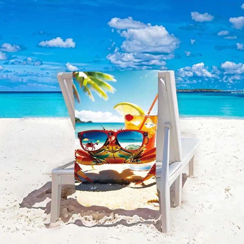 Prosop plaja JUST CHILL 100x180 cm colorat, 100% microfibra