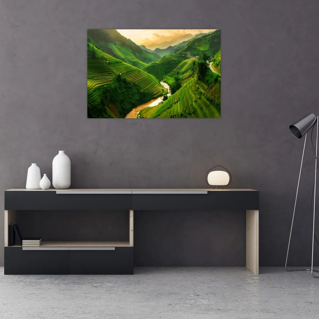 Tablou - Terase de orez Mu Cang Chai (90x60 cm)